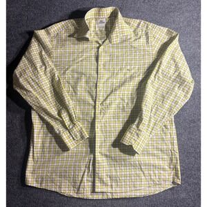 Lacoste Men's Yellow White‎ Plaid Long Sleeve Button Down Shirt Size 44